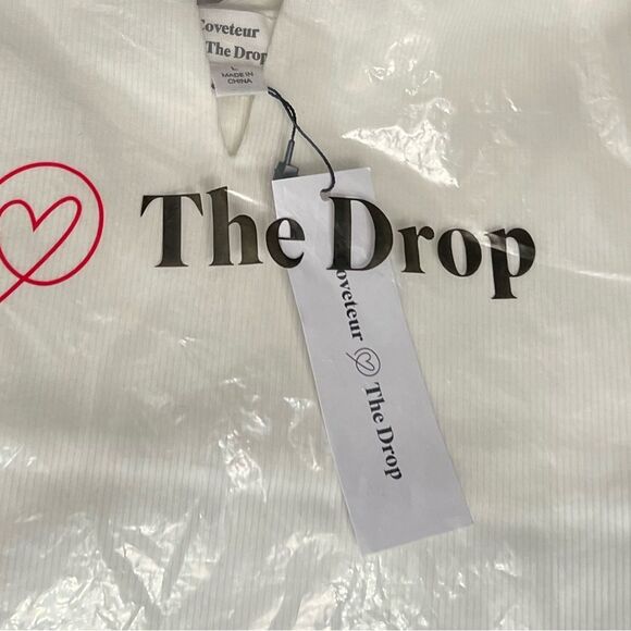 The Drop Women's Ivory Slit Front Ribbed Bodysuit by @Coveteur. Size Large. NWT! - Picture 7 of 9